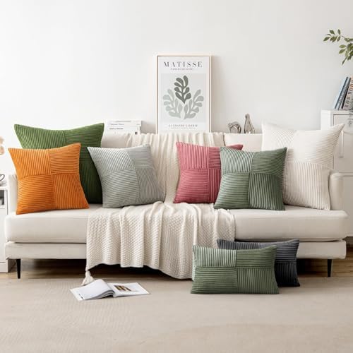 MIULEE Light Olive Green Decorative Throw Pillow Covers for Couch 18x18 in - Image 5