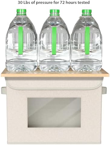 Univivi Collapsible Stackable Storage Bins with Lids, 4 Pack, Beige - Image 3