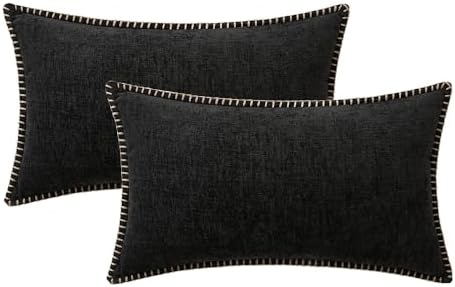 MIULEE Decorative Lumbar Throw Pillow Covers 12x20 Inch Black 2 Pack - Image 6