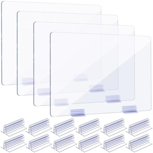 Weysat 12 Pcs Counter Desk Acrylic Panels Holder and 4 Pcs Acrylic Desk Divider Partition for Business, Office, School 24 x 16 Inches, Fasten Panels from (1/8 to 1/4) Inch Thick by Weysat