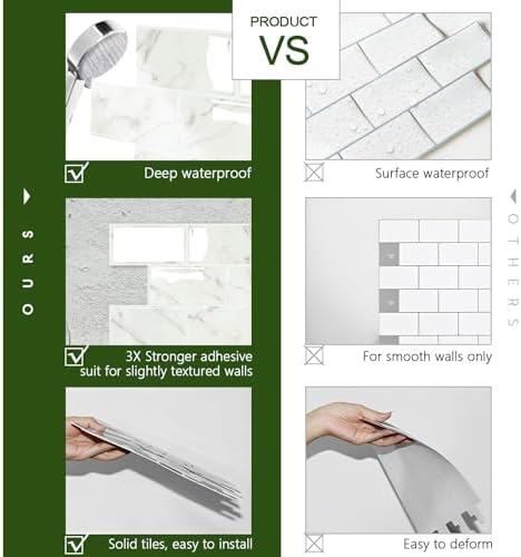 STICKGOO 10-Sheet Subway Tile Peel and Stick Backsplash, Self Adhesive Vinyl Wall Tiles, Stick on Backsplash for Kitchen and Bathroom(Thicker Design) - Image 5