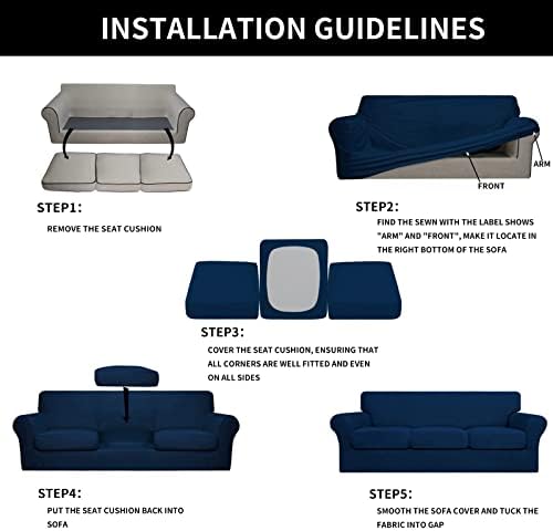 Easy-Going 4 Pieces Stretch Sofa Cover for 3 Cushion Couch Washable - Image 6