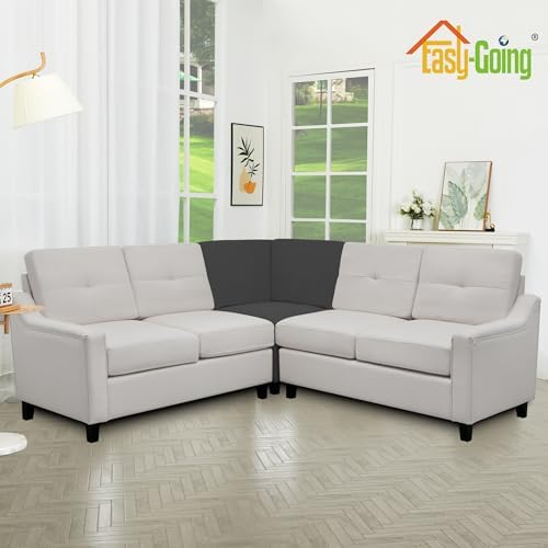 Easy-Going Stretch Soft Sectional Corner Sofa Couch Slipcover Dark Gray - Image 3