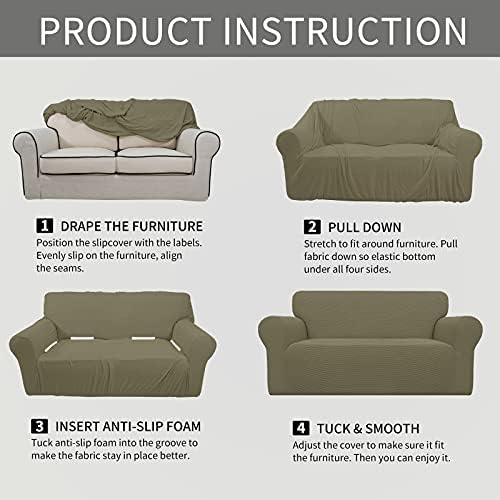 Easy-Going Stretch Oversized Loveseat Couch Covers Washable Khaki - Image 6