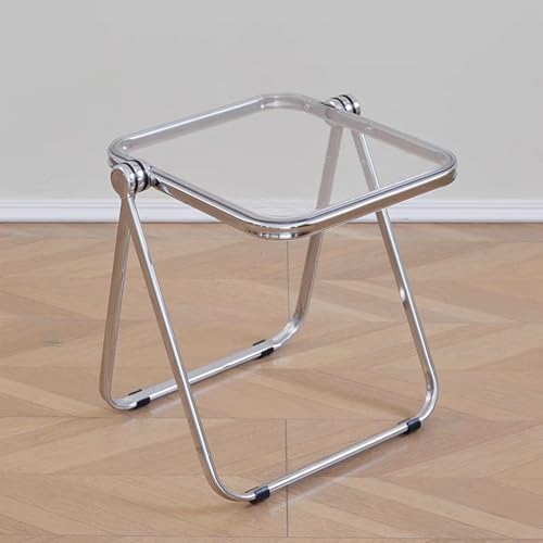 16.2"×14.1" Acrylic Folding Side Table, Portable Lightweight End Table, Sturdy Metal Frame and No Assembly Required, Space-Saving Design for Living Room, Bedroom and Small Room, Clear - Image 2