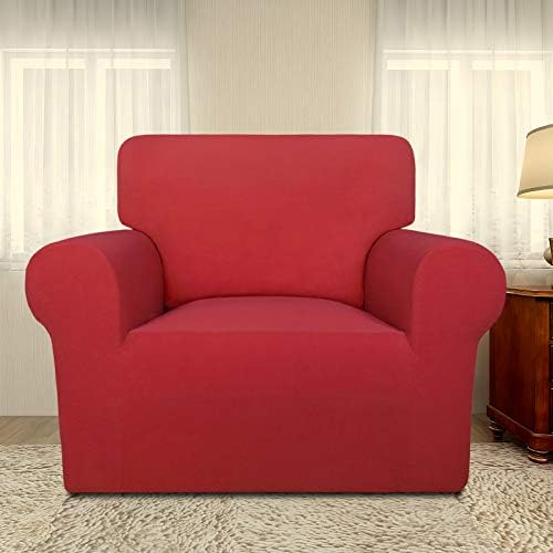 PureFit Super Stretch Chair Covers Fleece Couch Covers for Sofa Red - Image 2