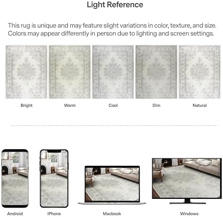 ReaLife Rugs Machine Washable Area Rug Runner - Living Room Bedroom Bathroom Kitchen Entryway Office - Padded Low Pile Stain Resistant Premium - Boho Farmhouse Vintage - Paige - Ivory 2'6" x 6' - Image 6