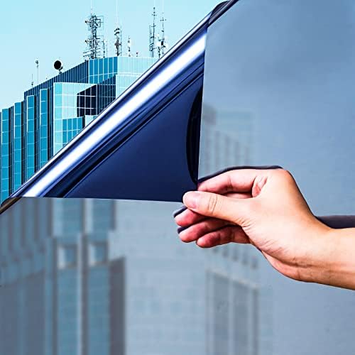 Niviy One Way Window Film Daytime Privacy Mirror Effect Reflective Window Tint for Home Self Adhesive UV Sun Blocking Heat Control Glass Door Films 35.4 x 78.7 inches Blue Silver - Image 2