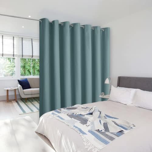 NICETOWN Privacy Room Divider Curtain Screen Partitions, Closet Door Curtain Vertical Blind for Sling Door, Blackout Window Privacy Blinds for Patio (Greyish Blue, 1 Panel, 10ft Tall x 8.3ft Wide) by NICETOWN