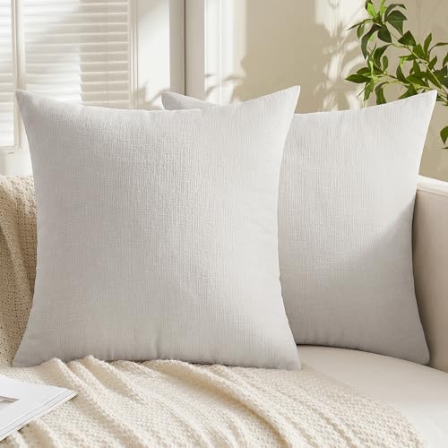 MIULEE Light Grey Chenille Couch Throw Pillow Covers, 18x18 - Image 5