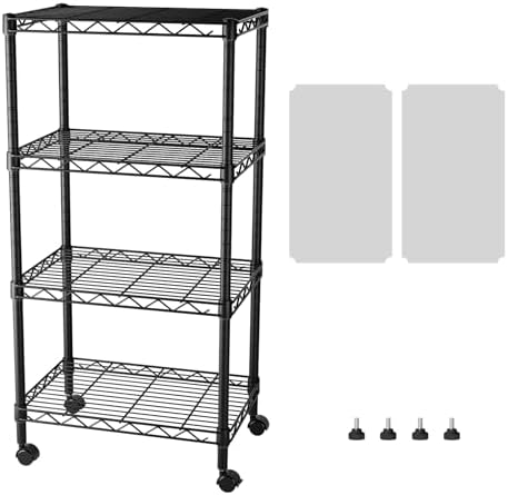 SINGAYE 4 Shelves Storage Shelf Wire Shelving Unit Metal Adjustable Wheels by SINGAYE