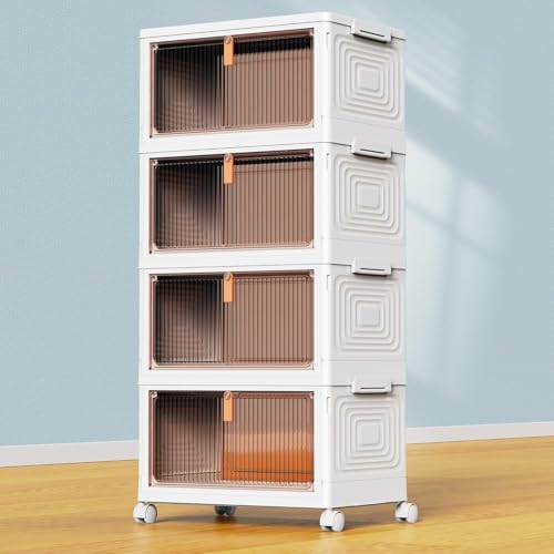 YFXCVSL 4 Tier Plastic Storage Bins with Lid 23QT, Stackable Storage Bins by YFXCVSL