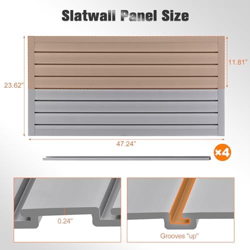 Slatwall Panel 4x2FT PVC Slat Wall Panels Garage Slat Wall Organizer Heavy Duty Slatwall Garage Storage Organization Tool for Garages, Sheds, and Homes - Image 3