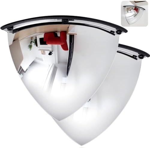 Suzile 2 Pieces 26 Inch Acrylic Quarter Dome Mirror Convex Corner Safety Mirror High Viewing Angle Blindspot for Wall Warehouses Offices Retail Stores Parking Garages by Suzile