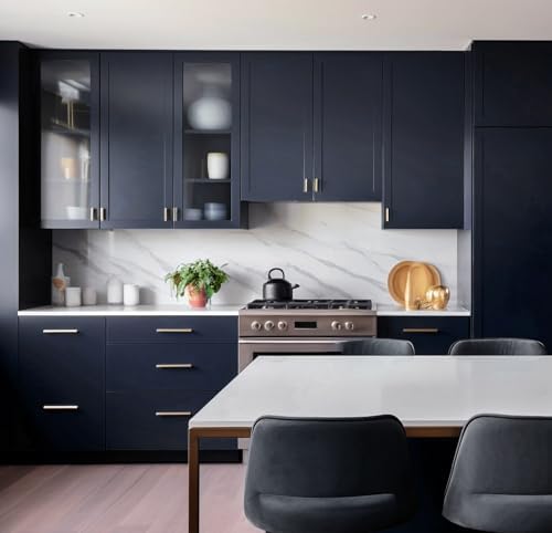 Blue Wallpaper Peel and Stick Dark Blue Wallpaper for Bedroom Bathroom Self Adhesive Removable Wallpaper Navy Blue Contact Paper for Cabinet Kitchen Room Wall Decor Vinyl Upgraded 17.3" x 394" - Image 3
