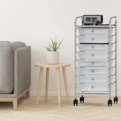 Simple Houseware 8 Drawers Rolling Utility Cart Art Craft Storage, Chrome - Image 7