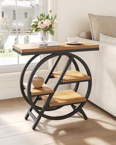 End Table, Narrow Side Table with 4-Tier Large Storage Space, Modern Bedside Table for Living Room, Home Office, Bedroom, Natural - Image 2