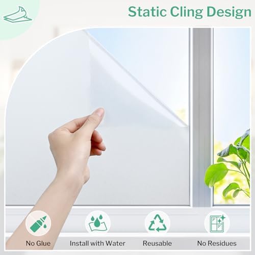 DOWELL Frosted Glass Window Privacy Film, Privacy Window Covering Pure - Image 4