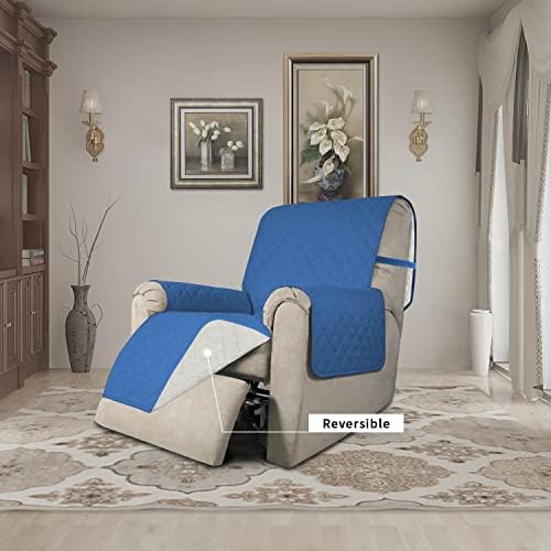 Easy-Going Reversible Couch Cover, Recliner 22 in, Blue/Ivory - Image 2