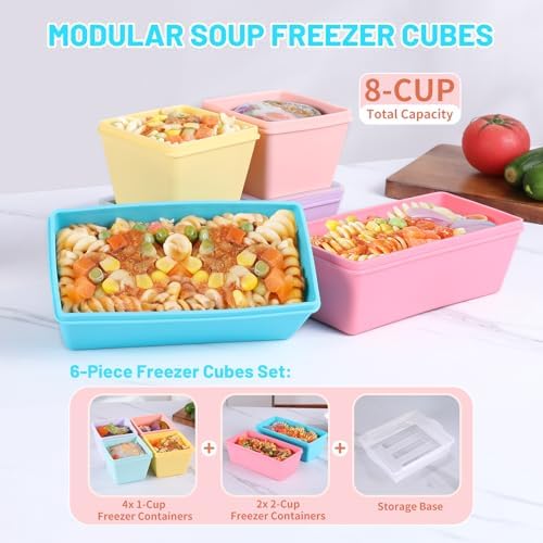 Gemice Silicone Freezer Molds with Lids, 6-Pack 1-Cup & 2-Cup - Image 2