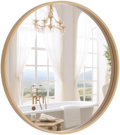 WallBeyond Round Wood Mirror 24 inch Circle Wall Mirror for Bathroom Round Wall Mirror for Wall Decor, Vanity, Entryway Living Room (Natural) by WallBeyond