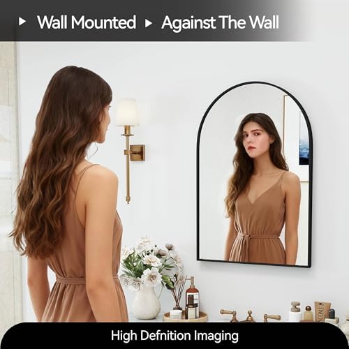 30x20 Bathroom Mirror Arch Wall Mounted/Against Aluminum Frame Black - Image 7
