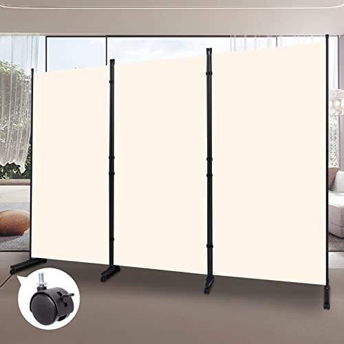 Room Divider Large 3 Panel Privacy Screen,Portable Room Partition on Wheels by HOMSCREENER