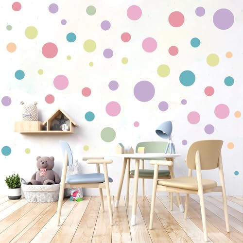 230 PCS Pastel Polka Dot in Soft Muted Colors Tones Wall Decals Set | 10 sheets removable waterproof peel & stick circle wall stickers for nursery, kids room, bedroom, playroom & home decor - Image 5