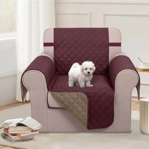 U-NICE HOME Reversible Oversized 28''Chair Covers, Burgundy/Tan - Image 2