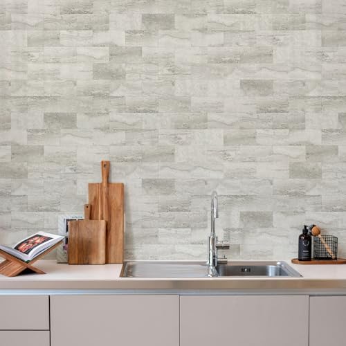 Vamos Tile 4-Piece Beige Mixed Grey Peel and Stick Backsplash Seamless Tile - Image 7