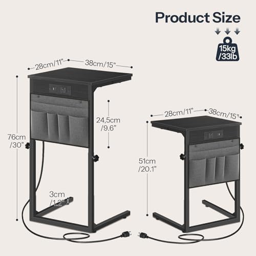 HOOBRO Side Table for Couch, Adjustable Height C Shaped End Table - Image 4