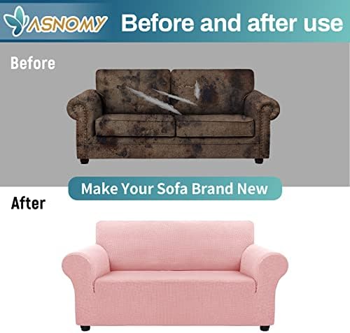 Asnomy Stretch Couch Covers Washable,loveseat Cover Slipcovers,Pink - Image 7