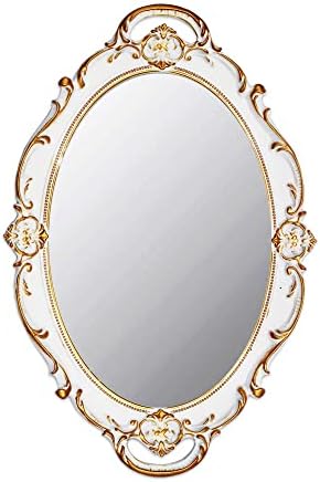 YCHMIR Vintage Mirror Small Wall Mirror 14.5 x 10 inchs Oval White by YCHMIR