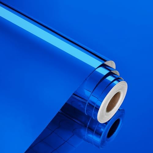 WESTICK Blue Wall Sticker Mirror Wallpaper 15.8" x 394" Mirror Sticker Self Adhesive Mirror Contact Paper Waterproof Mirror Stickers Sheet for Bathroom Bedroom Classroom Cabinets Door Easy to Clean by WESTICK