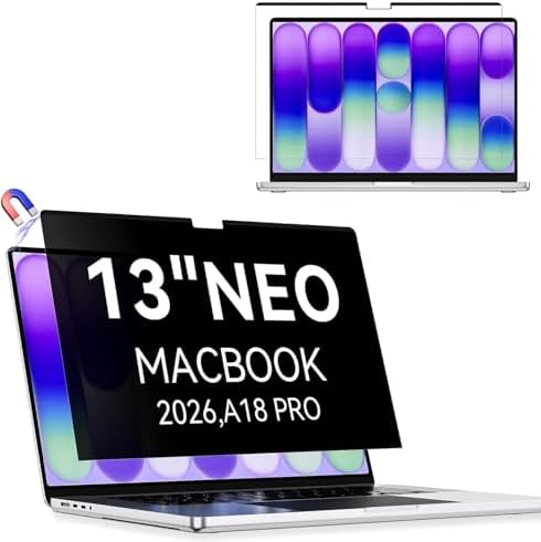 Magnetic Privacy Screen Protector Compatible with MacBook Neo 13 Inch (2026, A18 Pro), Removable Anti Spy Blue Light Glare Shield Laptop Private Security Filter for 13in Mac Computer by Protescreen