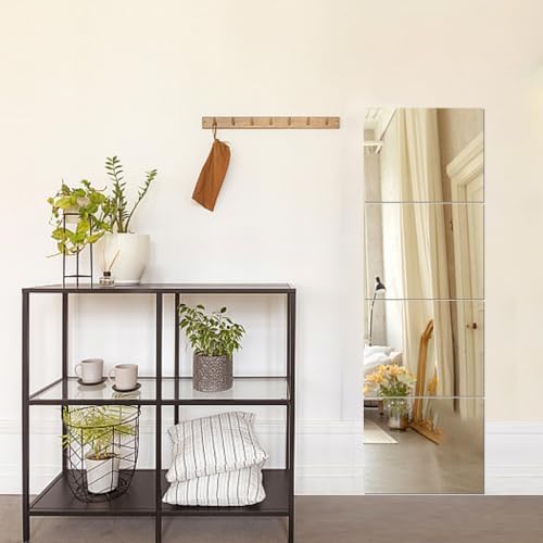 4 Pack Acrylic Mirrors for Wall,8 x 8 Inch Self Adhesive Frameless Small Mirror Tiles, Flexible Plastic Mirror Sheets for Bedroom Home Gym Door (12 * 14 inch) - Image 4