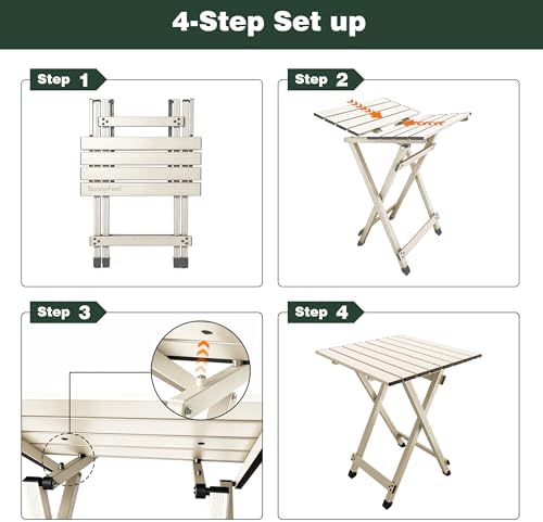 SUNNYFEEL Folding Camping Table - Lightweight Aluminum Portable Picnic Table for Cooking, Beach, Hiking, Travel, Fishing, BBQ, Indoor Outdoor Small Foldable Camp Tables - Image 4