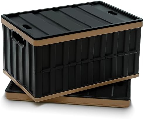 Citylife 64L Collapsible Storage Bins with Lids Plastic Storage Containers for Organizing Stackable Storage Box Large Heavy Duty Utility Crates, 2 Packs by CITYLIFEHomeOrganization