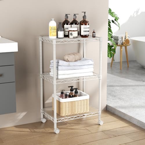 SINGAYE 3 Shelves Storage Shelf Wire Shelving Unit Metal Adjustable Wheels - Image 2