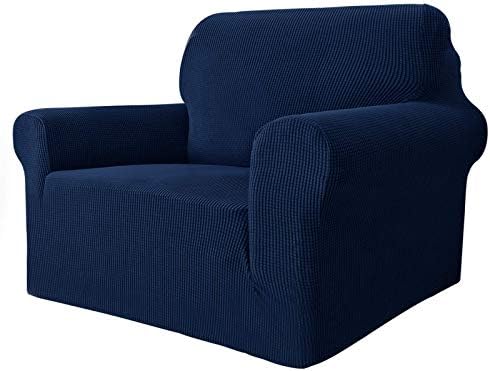 MAXIJIN Stretch Chair Cover Chair Slipcovers with Arms, 1-Piece Couch Sofa Chair Covers for Living Room, Non Slip Armchair Cover (31"-46") Furniture Protector Dogs Pet Friendly (Chair, Navy Blue) by MAXIJIN