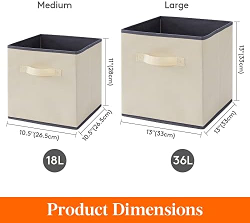 Lifewit Storage Cubes, 11 Inch Organizer Bins, 18L Beige, 6 Packs - Image 2
