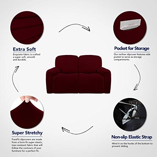 PureFit Super Stretch Loveseat Recliner Sofa Couch Cover with Pocket - Image 3