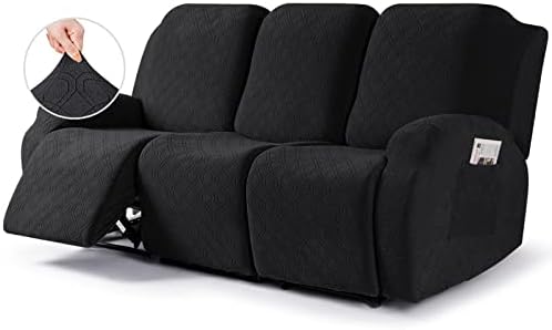 VANSOFY Stretch Recliner Couch Cover, Slipcover, Black, 3 Seater by VANSOFYFURNITURECOVERS