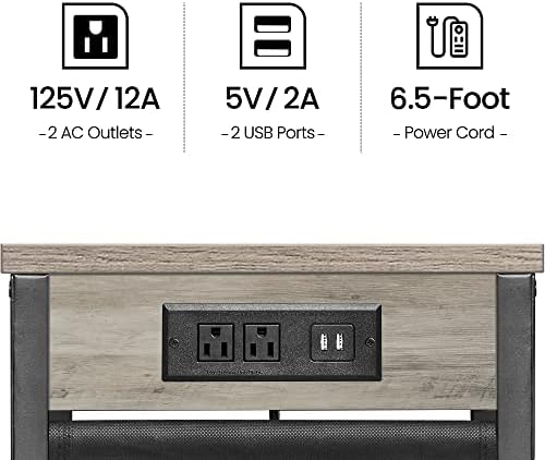 TUTOTAK C Shaped End Table with Charging Station, Side Table for Sofa - Image 5