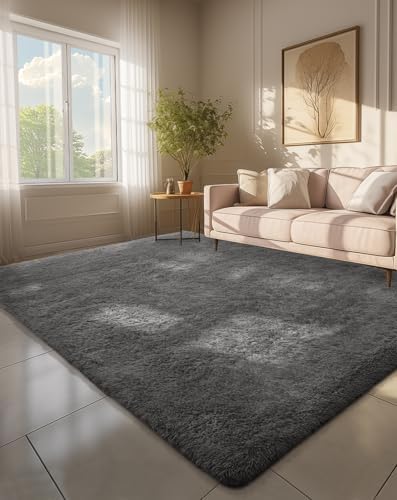 Ophanie 6x9 Area Rugs,Upgrade Non-Slip Fluffy Soft Rugs for Living Room,Large Shag Grey Fuzzy Plush Rug,Gray Shaggy Big Carpets for Bedroom,Kids Boys Girls Dorm Decor with Over 99 pcs Pile fibers by Ophanie
