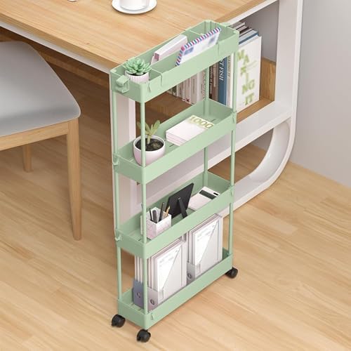 SPACELEAD 2-piece Set Slim Storage Cart 3 Tier,Bathroom Organizer Rolling Utility,Mobile Shelving Unit Slide Out for Office, Kitchen, Laundry Room & Narrow Places - Image 7