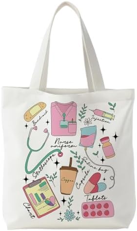 Nurse Canvas Tote Bag, Nurse Appreciation Gifts, Nursing School Gift Reusable Shopping Grocery Bags by Unknown