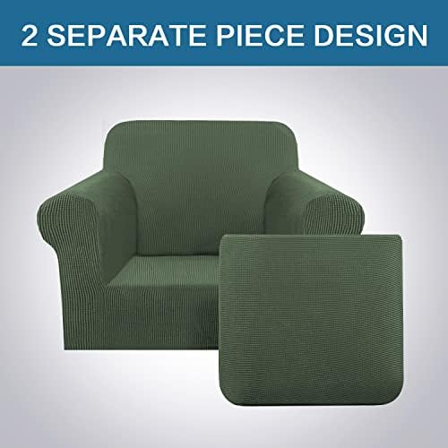H.VERSAILTEX 2-Pieces Armchair Cover Chair Slipcovers with Arms Furniture Protector Cover Fit Armchair Width Up to 47 Inch, Jacquard Spandex Couch Covers Armchair Slipcover - Bronze Green, Chair - Image 3