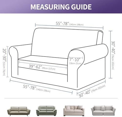 Joccun Stretch Loveseat Couch Cover Slipcover, 1-Piece Sofa Cover for 2 Cushion Couch Spandex Jacquard Washable Furniture Protector Cover for Living Room,Kids,Pets（Loveseat,Grapeade） - Image 2
