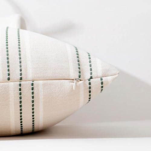Hckot Stripe Throw Pillow Covers 12x24 Lumbar Dark Green Pillow Covers - Image 3
